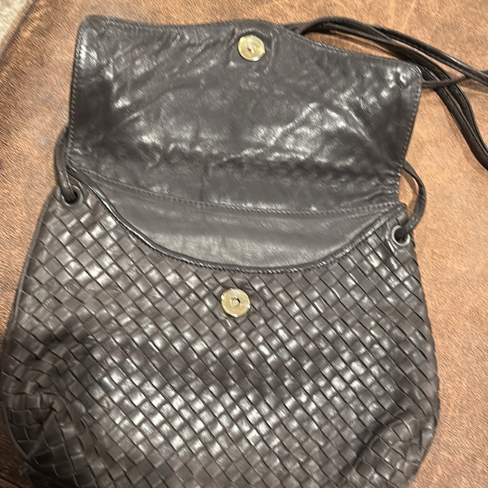 Pretty, Vintage, Chocolatete Brown, Woven Leather, Shoulder Bag - Picture 2 of 5